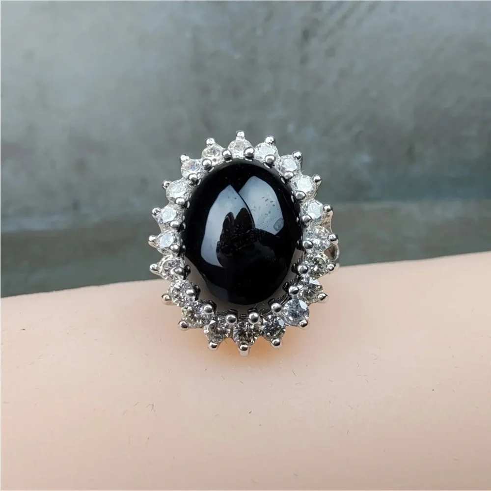 Joseph Esposito sterling silver onyx cubic zirconia ring
